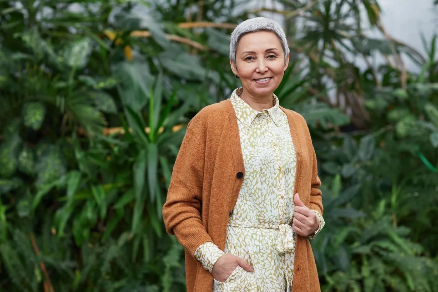 Serene, smiling mature woman, full of vitality after menopause